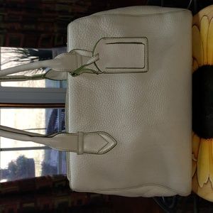 💘🖤💘 COLE HAAN IVORY COLORED PEBBLE LEATHER SATCHEL HANDBAG PURSE BAG